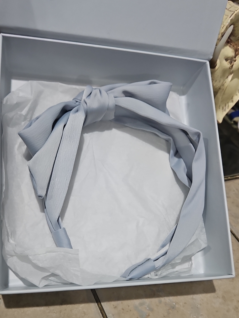 NIB! THE SATIN Headband in Vintage Blue